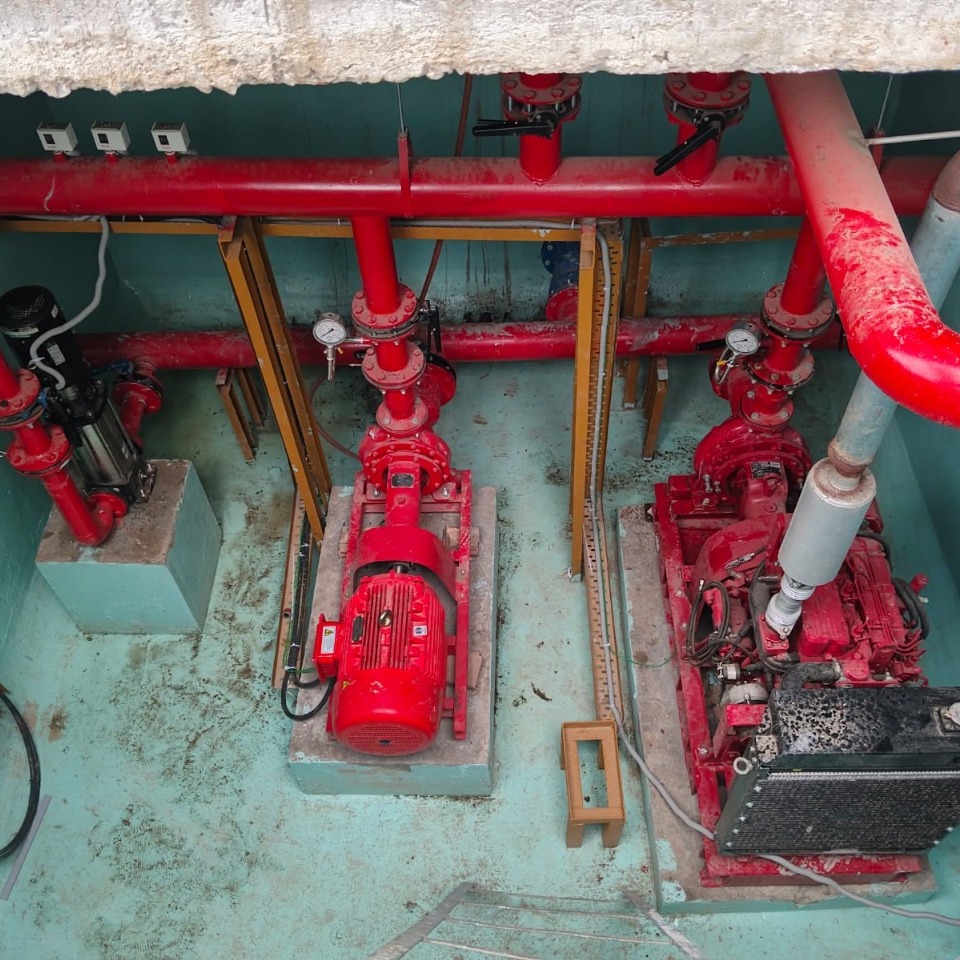Fire fighting pump room at Sushrut Multi-Speciality Hospital, Barshi