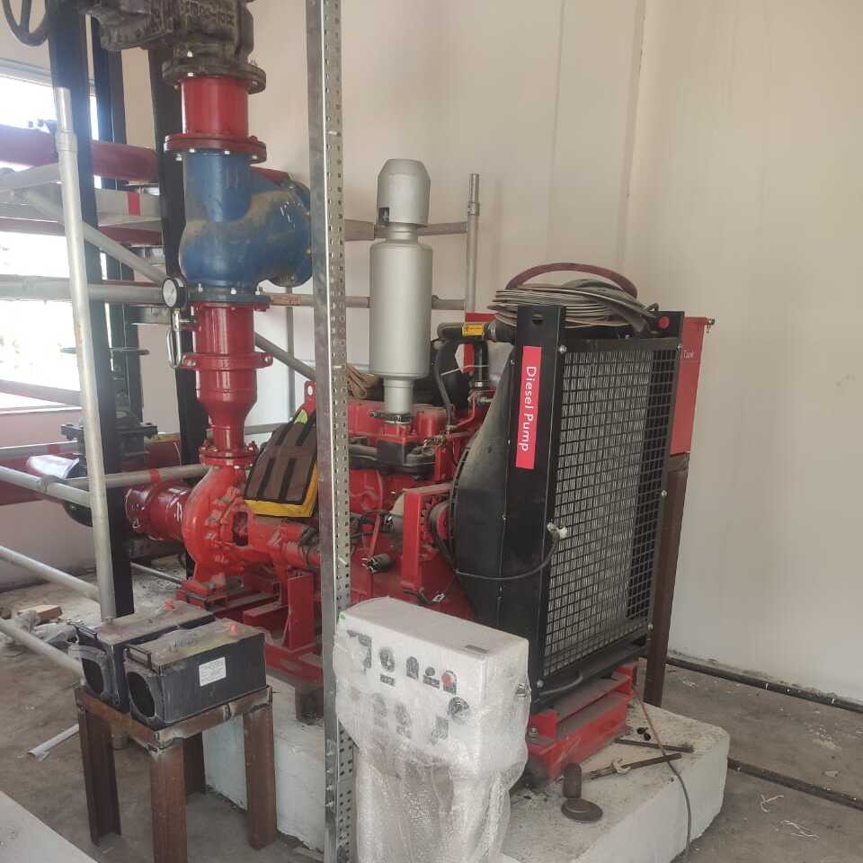 Motor-driven pump set during commissioning